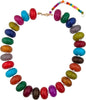 Chunky Beaded Statement Necklace for Women with Colorful Rondelle Bead Bohemian Style Adjustable Length Accessory - Multicolor