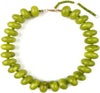 Chunky Beaded Statement Necklace for Women with Colorful Rondelle Bead Bohemian Style Adjustable Length Accessory - Olive Green