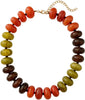 Chunky Beaded Statement Necklace for Women with Colorful Rondelle Bead Bohemian Style Adjustable Length Accessory - Terracotta Olive Mix