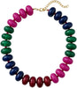 Chunky Beaded Statement Necklace for Women with Colorful Rondelle Bead Bohemian Style Adjustable Length Accessory - Midnight Forest Mix