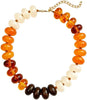 Chunky Beaded Statement Necklace for Women with Colorful Rondelle Bead Bohemian Style Adjustable Length Accessory - Honey Amber Mix