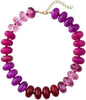 Chunky Beaded Statement Necklace for Women with Colorful Rondelle Bead Bohemian Style Adjustable Length Accessory - Dusty Magenta Mix