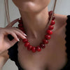Chunky Beaded Statement Necklace for Women with Colorful Rondelle Bead Bohemian Style Adjustable Length Accessory - view 3