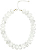 Chunky Beaded Statement Necklace for Women with Colorful Rondelle Bead Bohemian Style Adjustable Length Accessory - White