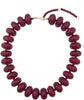Chunky Beaded Statement Necklace for Women with Colorful Rondelle Bead Bohemian Style Adjustable Length Accessory - Burgundy