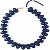 Chunky Beaded Statement Necklace for Women with Colorful Rondelle Bead Bohemian Style Adjustable Length Accessory - Navy Blue