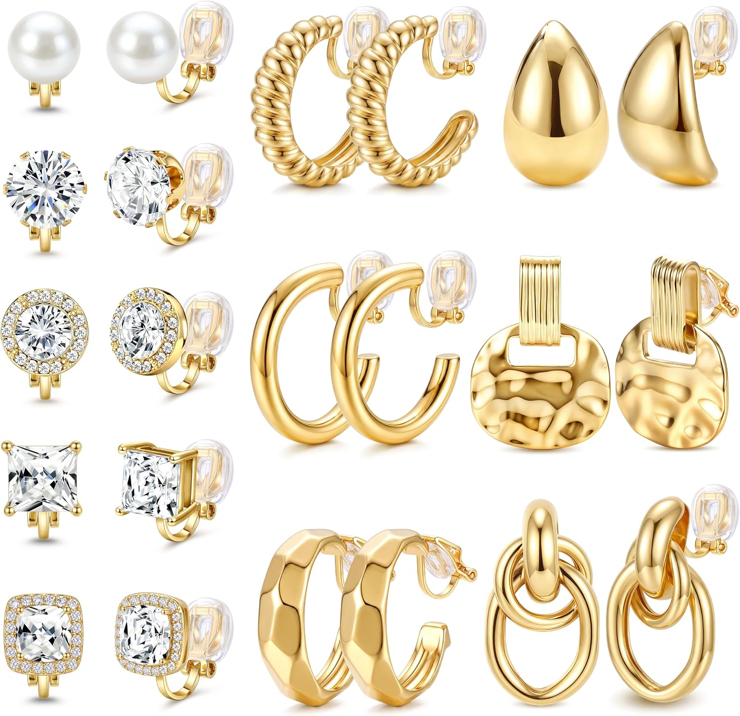 11 Pairs Clip on Earrings for Women Non Pierced Earrings Set - main view