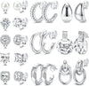 11 Pairs Clip on Earrings for Women Non Pierced Earrings Set - White Gold