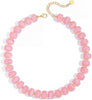 Beaded Necklace for Women Statement Chunky Resin Bead Necklace Trendy Boho Summer Necklaces Jewelry Gifts - Pink