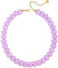 Beaded Necklace for Women Statement Chunky Resin Bead Necklace Trendy Boho Summer Necklaces Jewelry Gifts - Lilac Purple