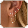 Gold Earring Stacks for Women, Dainty Chain Dangle Threader Earrings Set - GOLD-6