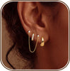 Gold Earring Stacks for Women, Dainty Chain Dangle Threader Earrings Set - GOLD-9