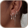 Gold Earring Stacks for Women, Dainty Chain Dangle Threader Earrings Set - SILVER-1