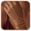 Dainty Hand Chain Bracelets for Women with 14K Gold Silver Plated Stackable Ring Bracelet Hand Chain Cubic Zirconia Beach Summer Bracelets - main view