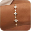 Dainty Hand Chain Bracelets for Women with 14K Gold Silver Plated Stackable Ring Bracelet Hand Chain Cubic Zirconia Beach Summer Bracelets - Style 8