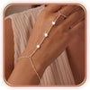 Dainty Hand Chain Bracelets for Women with 14K Gold Silver Plated Stackable Ring Bracelet Hand Chain Cubic Zirconia Beach Summer Bracelets - Hand Chain - Style 11-Silver