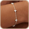Dainty Hand Chain Bracelets for Women with 14K Gold Silver Plated Stackable Ring Bracelet Hand Chain Cubic Zirconia Beach Summer Bracelets - Style 2-Silver