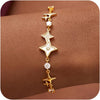 Dainty Hand Chain Bracelets for Women with 14K Gold Silver Plated Stackable Ring Bracelet Hand Chain Cubic Zirconia Beach Summer Bracelets - Vintage Star