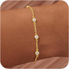 Dainty Hand Chain Bracelets for Women with 14K Gold Silver Plated Stackable Ring Bracelet Hand Chain Cubic Zirconia Beach Summer Bracelets - Bezel CZ