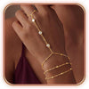 Dainty Hand Chain Bracelets for Women with 14K Gold Silver Plated Stackable Ring Bracelet Hand Chain Cubic Zirconia Beach Summer Bracelets - Hand Chain - Style 13