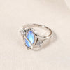 925 Sterling Silver Moonstone Ring with Cubic Zirconia Accents White Gold Plated Marquise-Cut Solitaire Moonstone Women's Promise Ring Size 6-10 - view 2