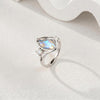 925 Sterling Silver Moonstone Ring with Cubic Zirconia Accents White Gold Plated Marquise-Cut Solitaire Moonstone Women's Promise Ring Size 6-10 - view 3