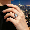 925 Sterling Silver Moonstone Ring with Cubic Zirconia Accents White Gold Plated Marquise-Cut Solitaire Moonstone Women's Promise Ring Size 6-10 - view 5