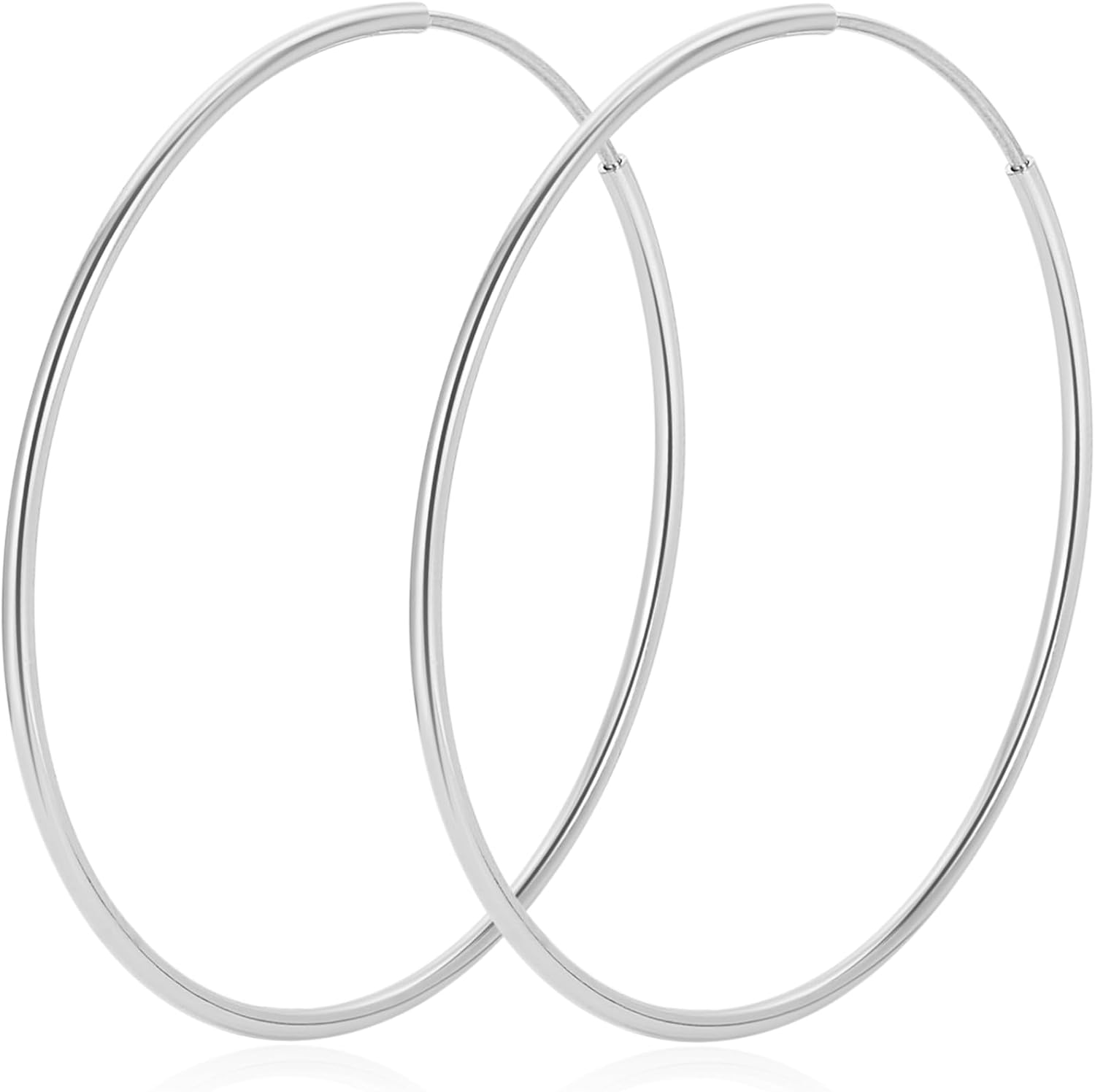 1.2MM Thin 925 Sterling Silver Post Hoop Earrings - main view