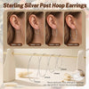1.2MM Thin 925 Sterling Silver Post Hoop Earrings - view 5