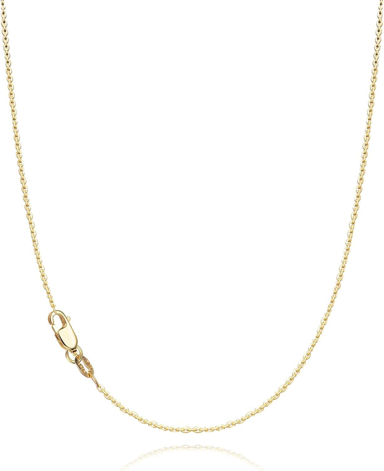 18K Gold Plated 925 Sterling Silver Chain Necklace for Women 1.1mm Thin Dainty Cable Chain - main view