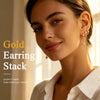 12 Pairs Small 14K Gold Plated Chunky Hoop Earrings for Women Lightweight Gold/Silver Hoop Earring Set Trendy Cartilage Huggie Hoops Stacks for - view 3