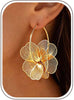Flower Dangle Gold Earrings for Women Trendy Statement Hoop Earring Jewelry - main view