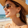 Flower Dangle Gold Earrings for Women Trendy Statement Hoop Earring Jewelry - view 2