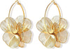 Flower Dangle Gold Earrings for Women Trendy Statement Hoop Earring Jewelry - view 7