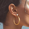 Hoop Clip on Earrings for Women 14K Gold/Silver Plated CZ Clip Earrings for Women Large Hoop Earrings Trendy Non Pierced Earring Jewelry Gifts 35MM - view 3