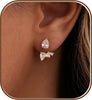 Gold Earrings for Women, Dainty Rhinestone Jacket Earrings 14k Gold Plated Front Back Studs Earrings Unique Wedding Bridal Earrings for Women Trendy - main view