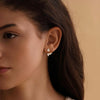 Gold Earrings for Women, Dainty Rhinestone Jacket Earrings 14k Gold Plated Front Back Studs Earrings Unique Wedding Bridal Earrings for Women Trendy - view 7