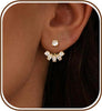 Gold Earrings for Women, Dainty Rhinestone Jacket Earrings 14k Gold Plated Front Back Studs Earrings Unique Wedding Bridal Earrings for Women Trendy - Gold-3