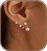Gold Earrings for Women, Dainty Rhinestone Jacket Earrings 14k Gold Plated Front Back Studs Earrings Unique Wedding Bridal Earrings for Women Trendy - Gold-4