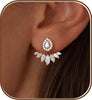 Gold Earrings for Women, Dainty Rhinestone Jacket Earrings 14k Gold Plated Front Back Studs Earrings Unique Wedding Bridal Earrings for Women Trendy - Gold-1