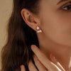 Gold Earrings for Women, Dainty Rhinestone Jacket Earrings 14k Gold Plated Front Back Studs Earrings Unique Wedding Bridal Earrings for Women Trendy - view 3