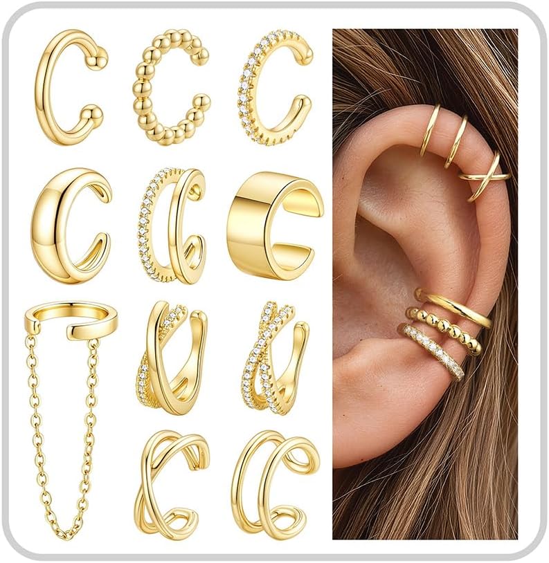 11Pcs Ear Cuffs for Non Piercing, Adjustable Clip on Earrings - main view