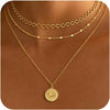 Layered Necklaces for Women 14K Gold Plated Dainty Stack Necklace - SET F