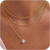 Layered Necklaces for Women 14K Gold Plated Dainty Stack Necklace - SET D