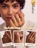 14K Gold Plated Rings for Women Chunky Stack Ring Set - view 2