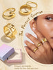 14K Gold Plated Rings for Women Chunky Stack Ring Set - view 4