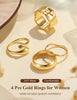 14K Gold Plated Rings for Women Chunky Stack Ring Set - view 7