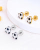 Soccer Stud Earrings, 18K Gold Plated Stainless Steel Flat Back Screw Heart Sports Earrings for Women, Soccer Fan Football - view 5