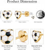 Soccer Stud Earrings, 18K Gold Plated Stainless Steel Flat Back Screw Heart Sports Earrings for Women, Soccer Fan Football - view 6