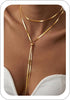 Long Gold Lariat Y Necklace for Women with 14K Gold Plated Flexible Snake Chain Slip Tie Bolo Necklace Long Drop Chest Chain for Deep V - Gold02